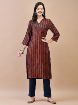 Shree - Maroon Printed Kurta