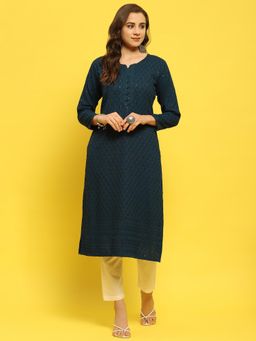 Shree - Blue Embroidered Sequined Kurta