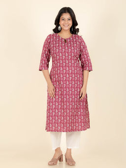 ARAMYA - Pink Abstract Print Kurta