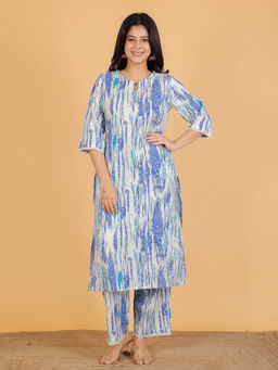 ARAMYA - Blue Tie-Dye Print Kurta