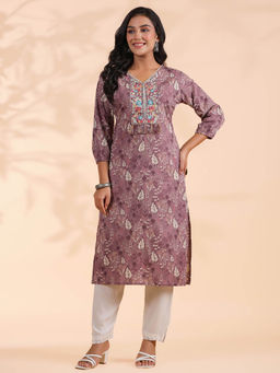 Vbuyz - Lavender Floral Printed Kurta