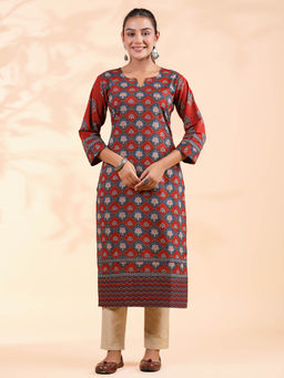 Vbuyz - Red Floral Printed Kurta