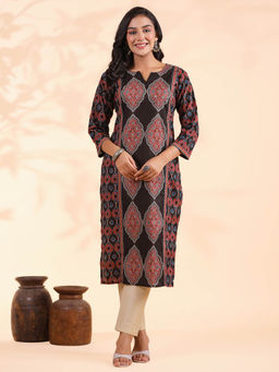 Vbuyz - Black Sequined Printed Kurta