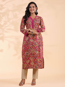 Vbuyz - Pink Floral Printed Kurta