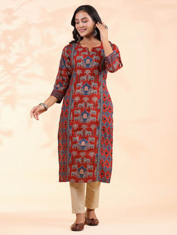 Vbuyz - Red Animal Printed Kurta
