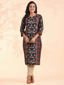 Vbuyz - Black Animal Printed Kurta