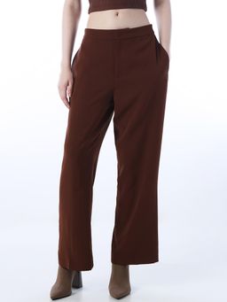 ONLY - Womens Solid Flared Brown Pants