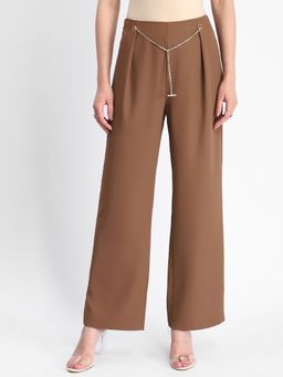 Madame - Metal Accessorized Chain Warm Straight Fit Trouser