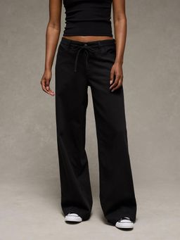 American Eagle - Women Black Baggy and Wide-Leg Pants