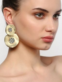 Estele - Gold Plated Chess Designer Earrings for Women