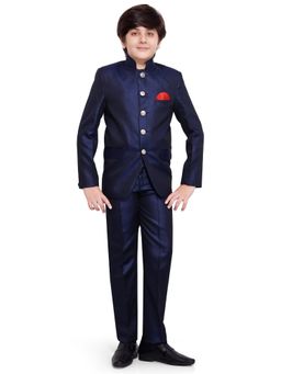 Jeetethnics - Boys Navy Jodhpuri Coat With Trousers (Set of 2)
