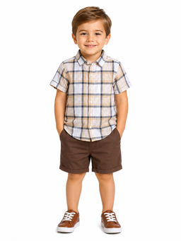 MINI KLUB - Multi-Color Boys Checks Shirt & Shorts