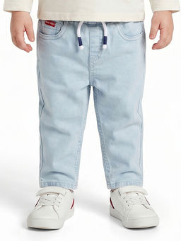 MINI KLUB - Baby Boys Solid Waistband Denim Jeans- Blue