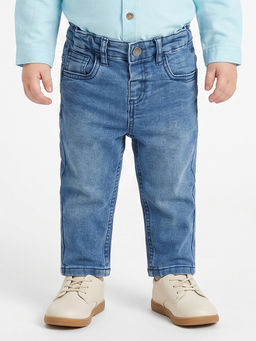 MINI KLUB - Baby Boys Solid Denim Jeans- Dark Blue