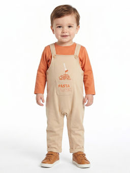MINI KLUB - Baby Boys Cotton Full Length Printed Dungaree & T-shirt