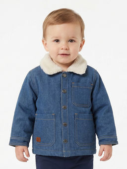 MINI KLUB - Baby Boys Solid Full Sleeves Denim Jacket, Blue (Pack of 2)