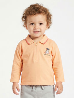 MINI KLUB - Baby Boys Cotton Embroidered Polo T-Shirt, Orange (Pack of 2)
