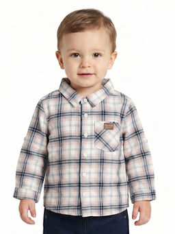 MINI KLUB - Baby Boys Cotton Full Sleeves Checks Shirt, Off-White