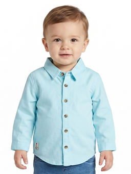 MINI KLUB - Baby Boys Cotton Full Sleeves Solid Shirt, Blue