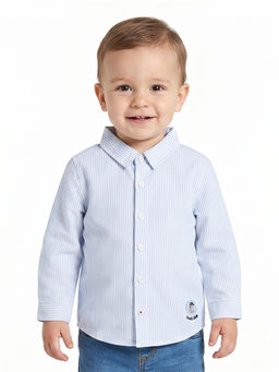 MINI KLUB - Baby Boys Cotton Full Sleeves Striped Shirt, Blue