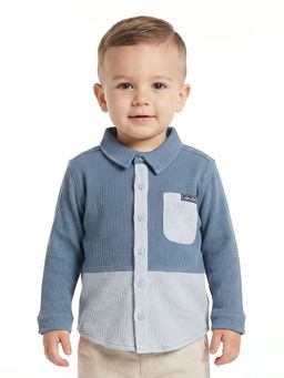MINI KLUB - Baby Boys Cotton Full Sleeves Colorblock Shirt, Blue