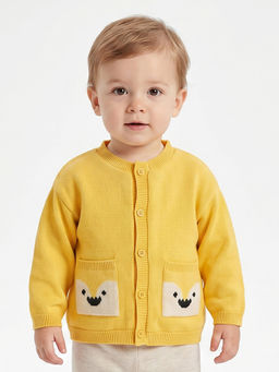MINI KLUB - Baby Boys Cotton Full Sleeves Printed Sweater, Yellow (Pack of 2)
