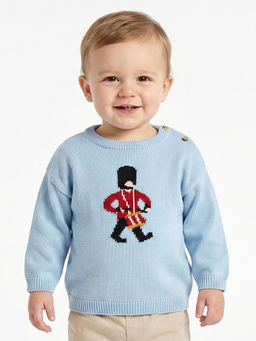 MINI KLUB - Baby Boys Cotton Full Sleeves Printed Sweater, Blue (Pack of 2)