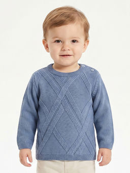 MINI KLUB - Baby Boys Cotton Full Sleeves Knitted Sweater, Blue