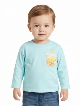 MINI KLUB - Baby Boys Blue Cotton Full Sleeves Printed T-Shirt