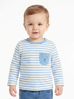 MINI KLUB - Baby Boys Stripes Cotton Full Sleeves Striped T-Shirt