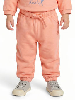 MINI KLUB - Baby Girls Cotton Solid Jogger, Peach