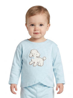 MINI KLUB - Baby Girls Cotton Embroidered Knit Top, Blue