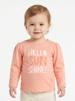 MINI KLUB - Baby Girls Cotton Typography Knit Top, Pink