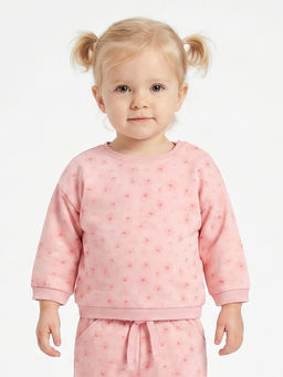 MINI KLUB - Baby Girls Cotton Floral Printed Sweatshirt, Pink (Pack of 2)