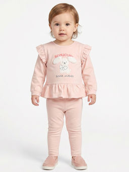MINI KLUB - Baby Girls Pink Cotton Printed Co-Ord Set