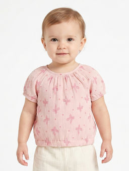 MINI KLUB - Baby Girls Cotton Printed Top, Pink