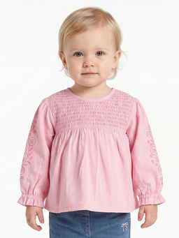 MINI KLUB - Baby Girls Cotton Floral Printed Top, Pink
