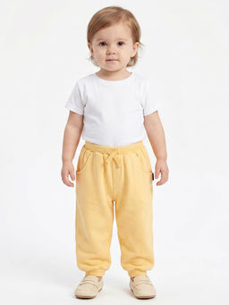 MINI KLUB - Baby Boys Cotton Solid Jogger, Yellow (Pack of 2)
