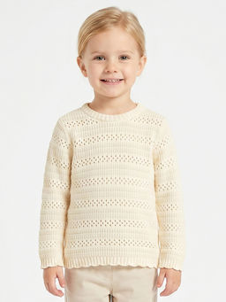 MINI KLUB - Kids Girls Self Deisgn Top - White