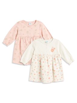 MINI KLUB - Baby Girls Cotton Floral Printed Dress (Pack of 2)