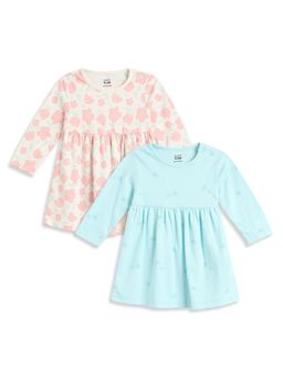 MINI KLUB - Baby Girls Cotton Floral Printed Dress (Pack of 2)