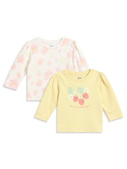 MINI KLUB - Baby Girls Cotton Floral Printed Knit Tops (Pack of 2)