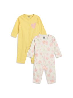 MINI KLUB - Baby Girls Cotton Floral Printed Rompers (Pack of 2)