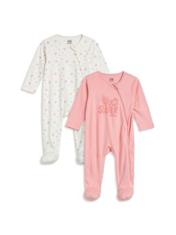 MINI KLUB - Baby Girls Cotton Floral Printed Sleepsuit (Pack of 2)