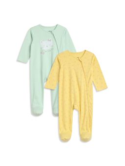 MINI KLUB - Baby Girls Cotton Printed Sleepsuit (Pack of 2)