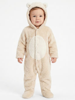 MINI KLUB - Baby Boys Cotton Bear Theme Hooded Sleepsuit