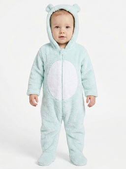 MINI KLUB - Baby Boys Cotton Bear Theme Hooded Sleepsuit