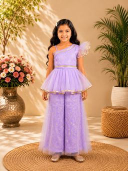 Elaisha - Lavender Sleeveless Embriodered Top and Palazzo