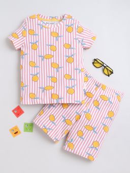 Baby Nation - Kids Pink Stripe Mango Print Co-Ord Set