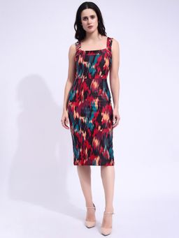 PURVAJA - Women Printed Multi-Color Midi Dress